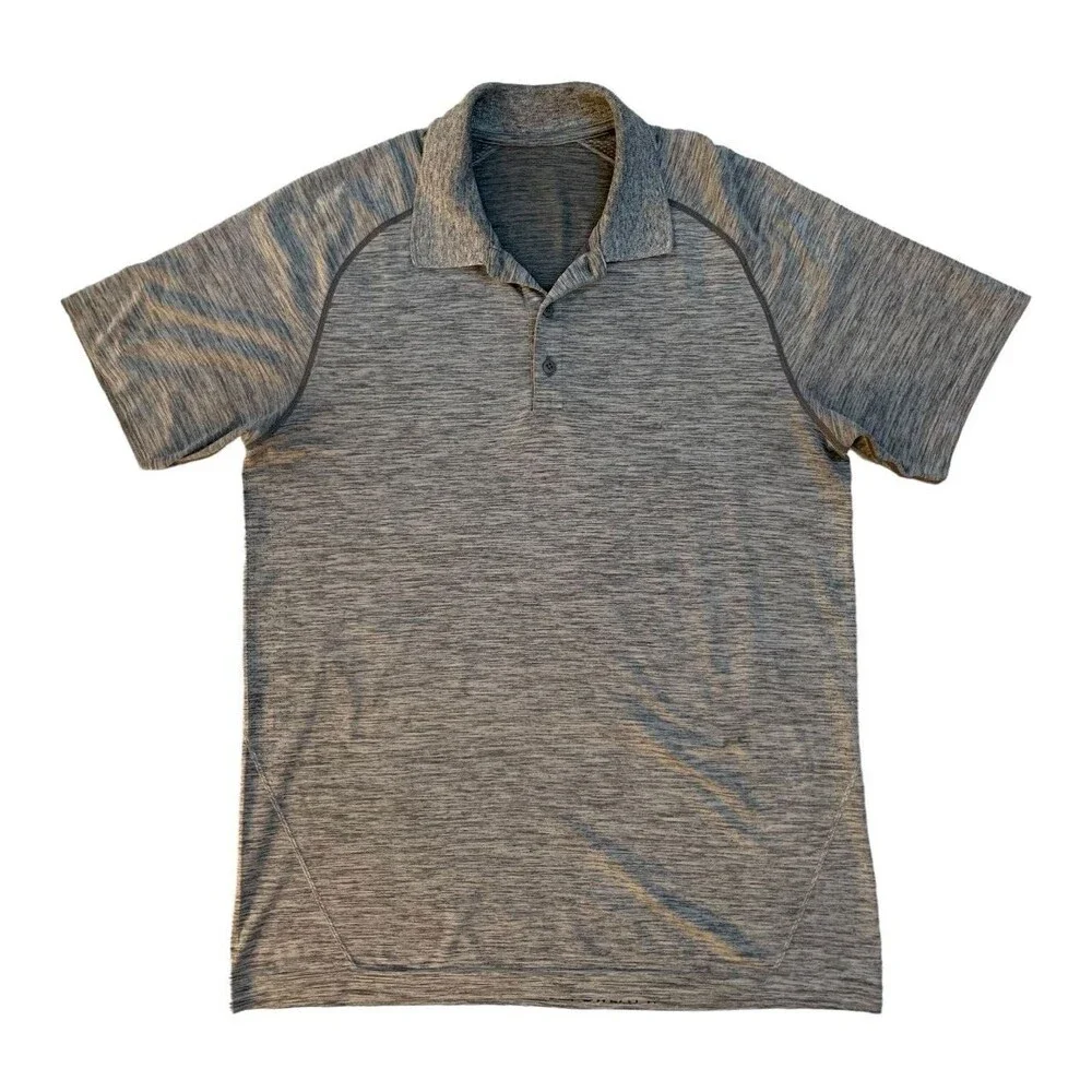Lululemon Men's size L Gray Metal Vent Tech Polo Shirt Get Outside Get Sweaty - Picture 1 of 7